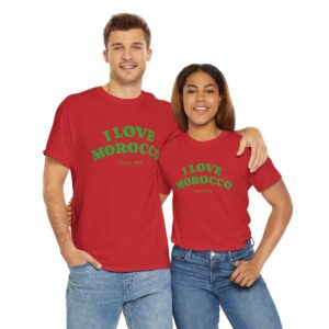 I Love Morocco Unisex Heavy Cotton Tee, Travel Gift, Souvenir T-Shirt, Casual Wear, Vacation Shirt, Moroccan Culture Apparel
